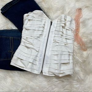Ribbon zip up corset top - L